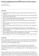Scheda informativa (fact sheet) sull'HPV